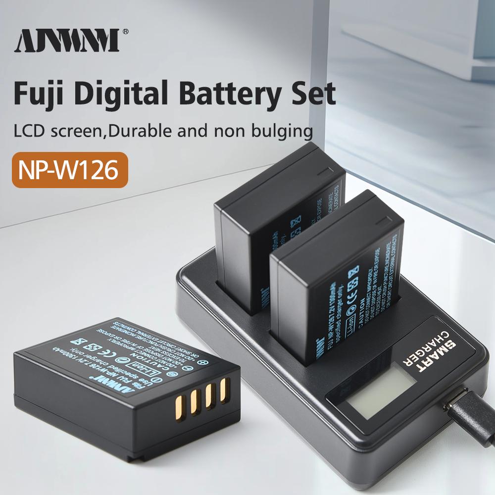 AJNWNM 1300mAh NP-W126 NP W126 NPW126 Batteries+LCD Dual Charger for Fujifilm Fuji X-Pro1 XPro1 X-T1 XT20 XS10 XT100 XT200 XA5 Digital Camera Battery