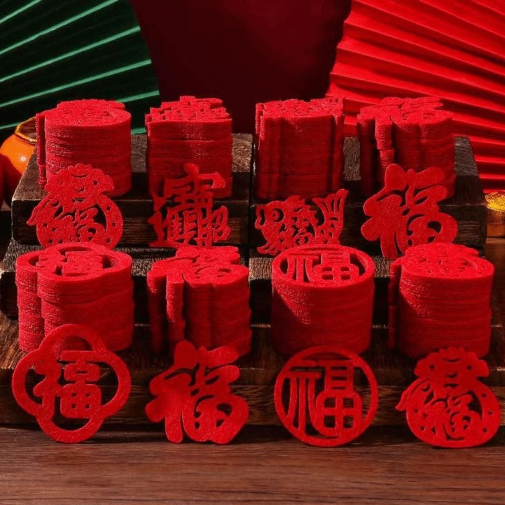 Mini Size Chinese New Year Decorations Little Blessing Door Stickers Party Decor