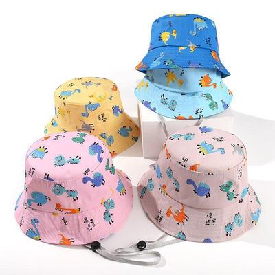 Baby-Eimerhut mit Cartoon-Dinosaurier-Druck, für den Sommer, für Kinder, Jungen und Mädchen, Sonnenhut, niedlich, für Kleinkinder, für den Strand, Fischerhut