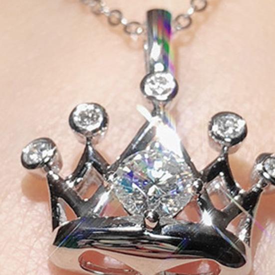 Damen Halskette Zirkonia Kronenform Durchbrochen Galvanisiertes Kupfer Leuchtende Farbe