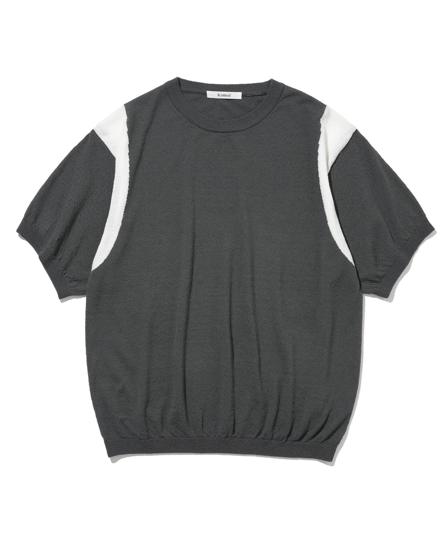 Nitied Summer Varsity Short Sleeve Knit Tee Charcoal M