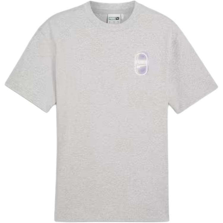 

Puma Loose Fit Logo Print Round Neck Pullover Short Sleeve T-Shirt Unisex Tops Light-Gray 626755-04 XS