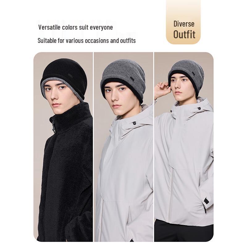 JIUMU Men's Pure Wool Knit Slouchy Beanie Hat