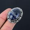 Osterangebot 925 Silber Natürlicher Sodalith Neuer Stapelbarer Art Deco Ring Schmuck US 8