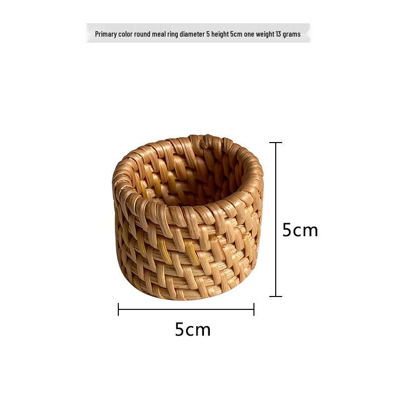 Vietnam Autumn Rattan Hand-Woven Napkin Ring - Seagrass Woven Holder for Western Restaurant Meals