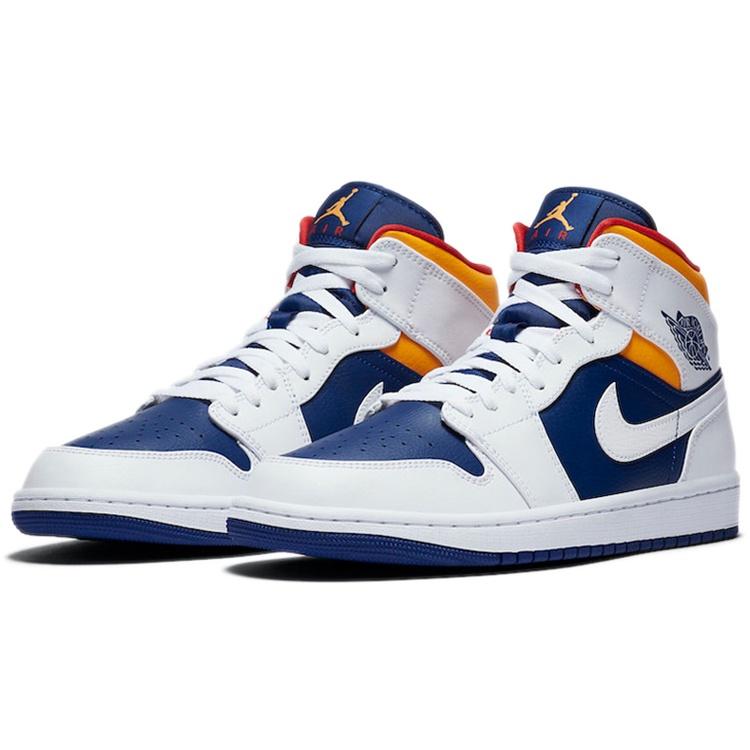 Air Jordan 1 Mid 'White Deep Royal Blue' Men's 554724-131