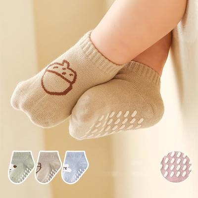 3 Paar niedliche Cartoon-Kleinkindsocken für Babys, Jungen, Mädchen, dünne, atmungsaktive, rutschfeste Boden-Kindersocken