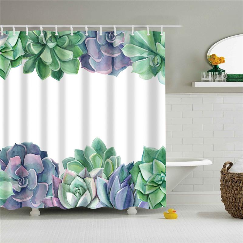 Plant Flower Leaves Trees Rural Scenery Bathroom Shower Curtain Waterproof Polyester Frabic Bath Curtain with 12 Hooks