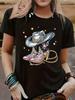 I Got My Boots On The Ground Cartoon Woman Design Ladies Summer White Crew Neck Breathable Short Sleeve Aesthetic Clothes