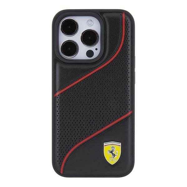 Ferrari Fehcp15Lpwak Iphone 15 Pro 6.1 Czarny/Black Hardcase Perforated Waves Metal Logo