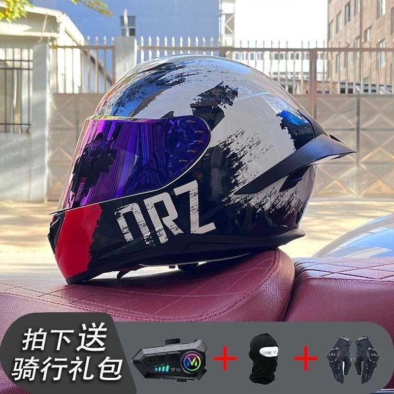 ECE/GB Certified Full Face Motorcycle Helmet With Bluetooth Intercom Men Women Use Large Rear Wing Stylish Design
