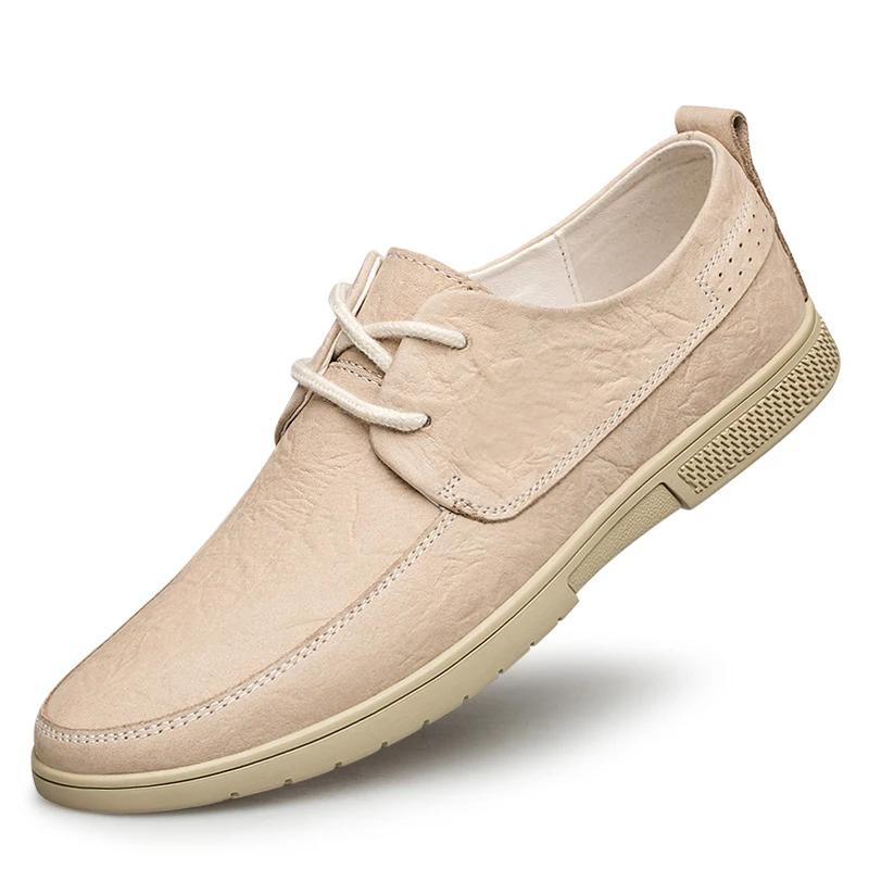 

Fashion Original Casual Leather Outdoor Office Antiskid Walking Shoe Oxford Shoes British Style Mens Dress Genuine Leather Business Shoe 47 бежевый