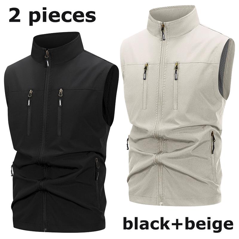 Men's Lightweight Softshell Vest with Zipper Pockets Windproof Sleeveless Jacket for Hiking Golf Outdoor Outwear Windbreaker