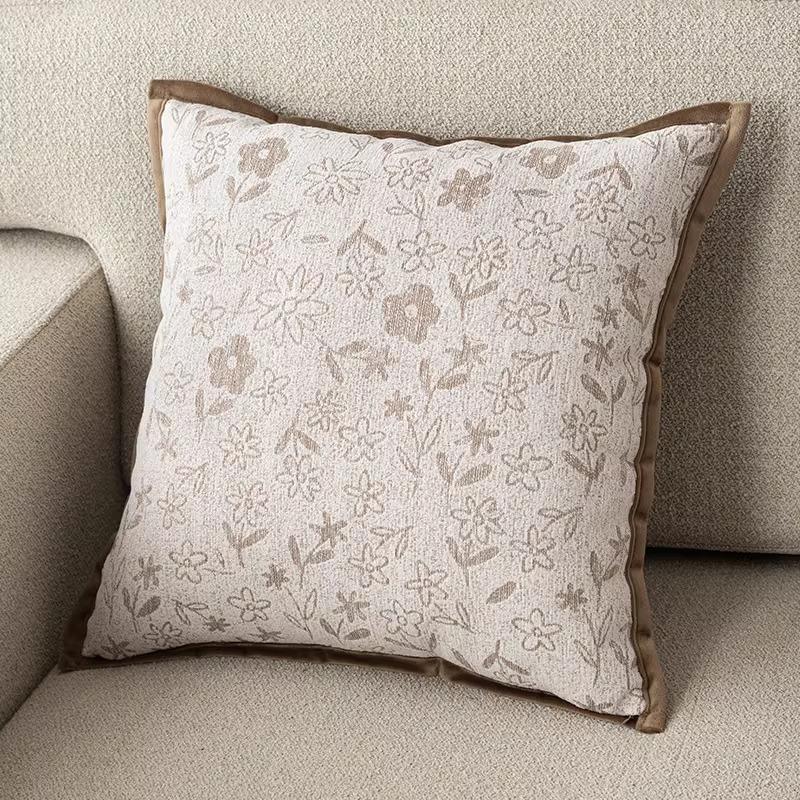 Jacquard Texture Floral Cushion Cover French Country Style Square Throw Pillowcase Decorative Pillow Cover Living Room Decor
