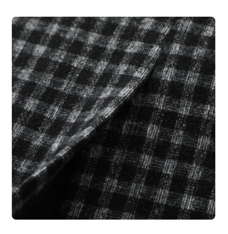 Winter 2025 Women's High-Waisted Wool Plaid A-Line Mid-Length Skirt