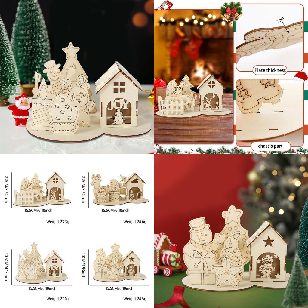 Charmante Weihnachts-Holzhütten-Puzzle-Dekoration für festliche Tischdekorationen und DIY-Geschenke