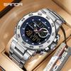SANDA Fashionable Waterproof Men's Electronic Watch Sports Multifunctional Large Dial Three Pin Double Display Men's Wrist Watc