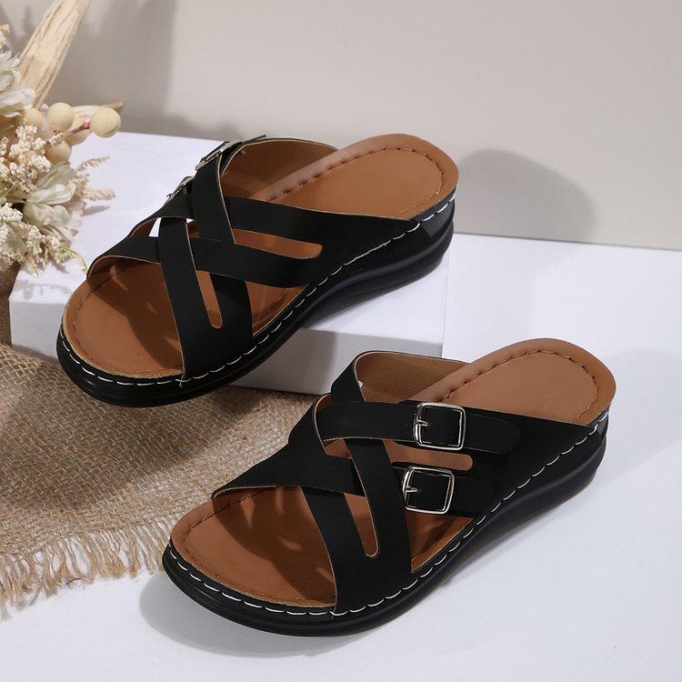 22 new sandals large size shoes wedge heels slippers outer wear 36