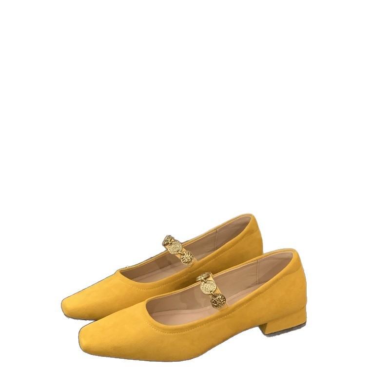 French Thick Heel Retro Square Head Suede Mary Jane Shoes Women's Spring 2025 New Versatile Commuter Low Heel Shoes