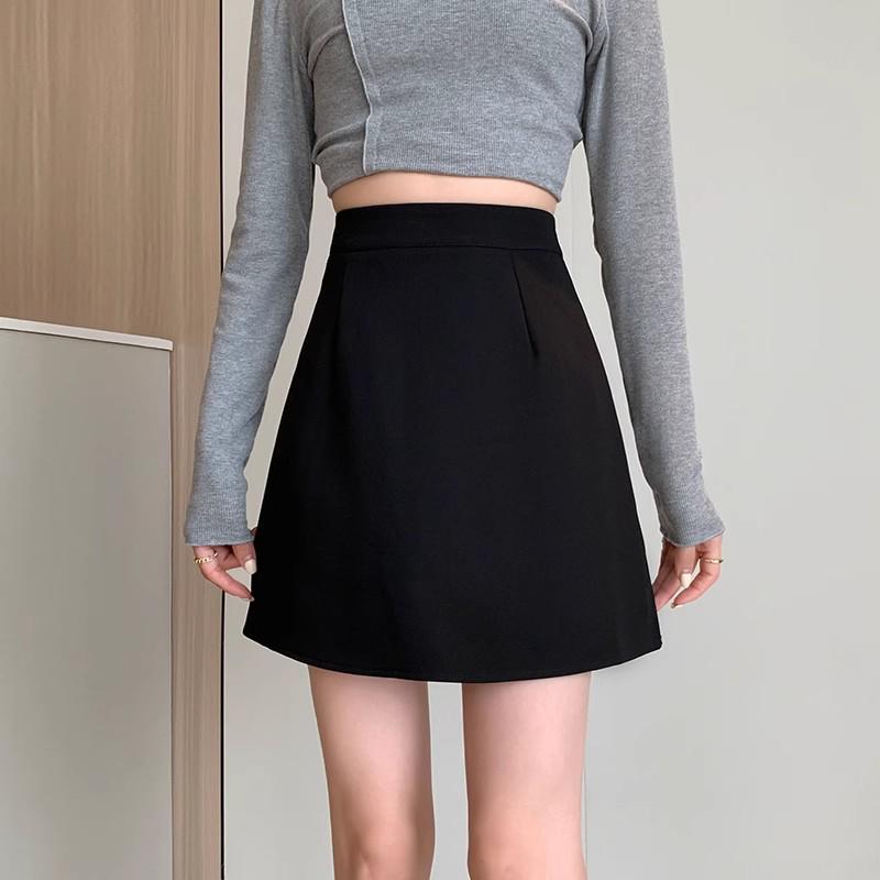 2024 Women's Black High-Waist Bodycon A-Line Short Skirt - Spring/Summer Collection