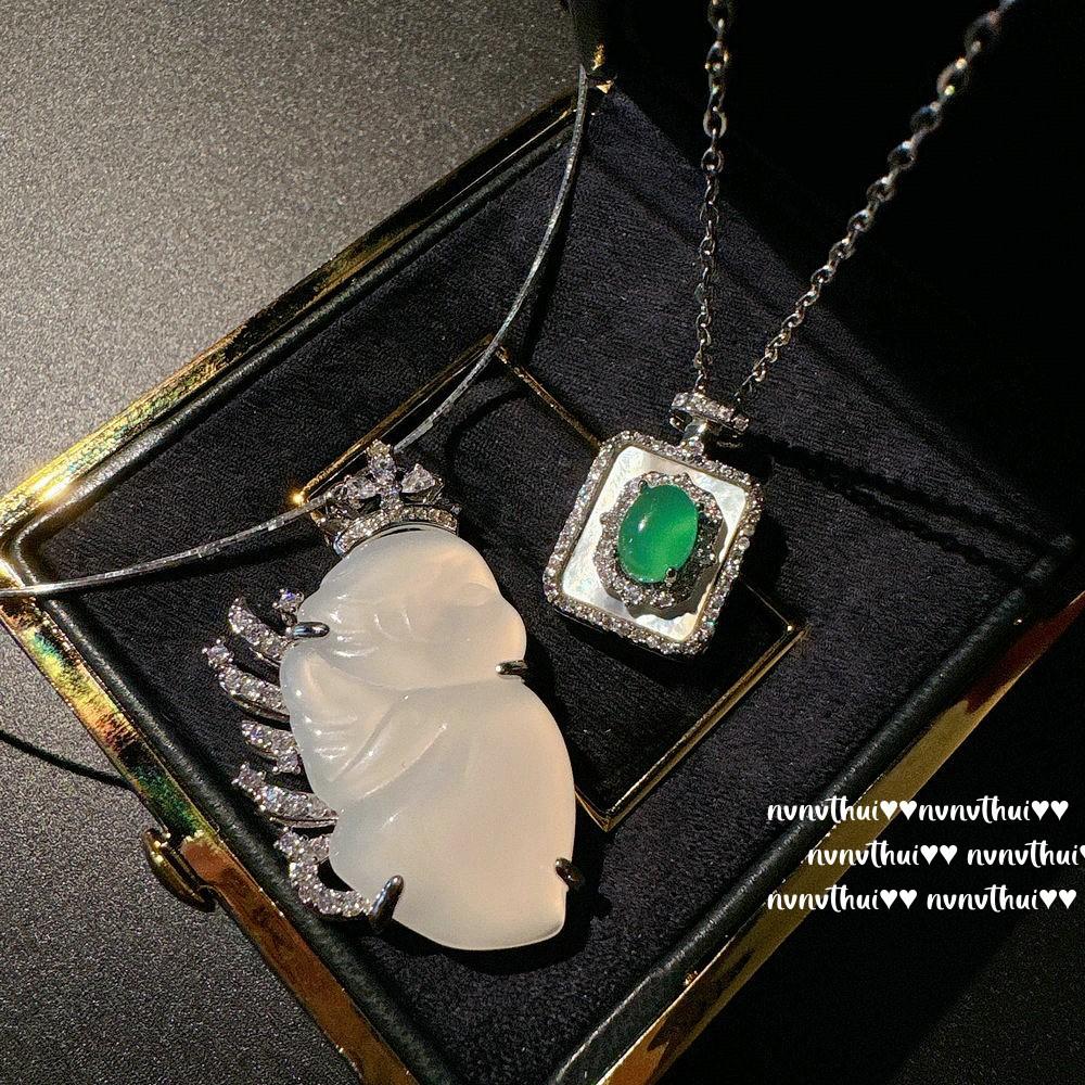 Lychee Frozen White Chalcedony Fairy Gem Necklace, New Chinese Style, Chalcedony Fritillary Perfume Bottle Zircon Necklace