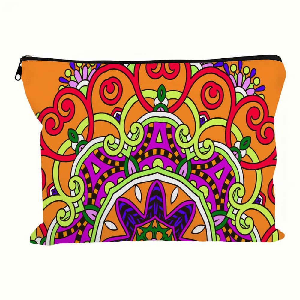 Vintage Mandala Print Cosmetic Bag Lightweight Clutch Coin Purse; Zipper Portable Makeup Pouch Pencil Case Holiday Gift Bags