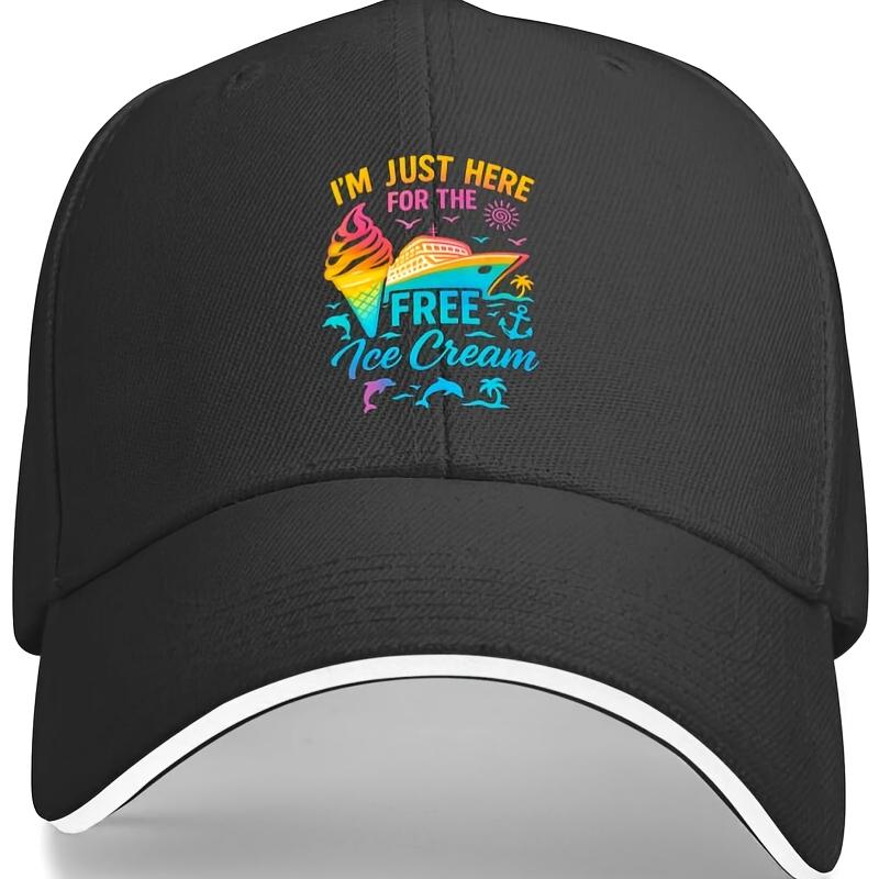 Cruise Ship Ice Cream Graphic Baseball Cap Polyester Adjustable Casual Summer Hat