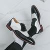 New Men's Designer Black With White Mixed Wedding Oxford Brogues Shoes Gentleman Flats Dress Homecoming Footwear Zapatos Hombre