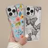 Electroplating Lens Frame Flower Butterfly Case For iPhone 15 16 Pro Max Plus 12 13 14 Pro 11 Transparent TPU Phone Cover