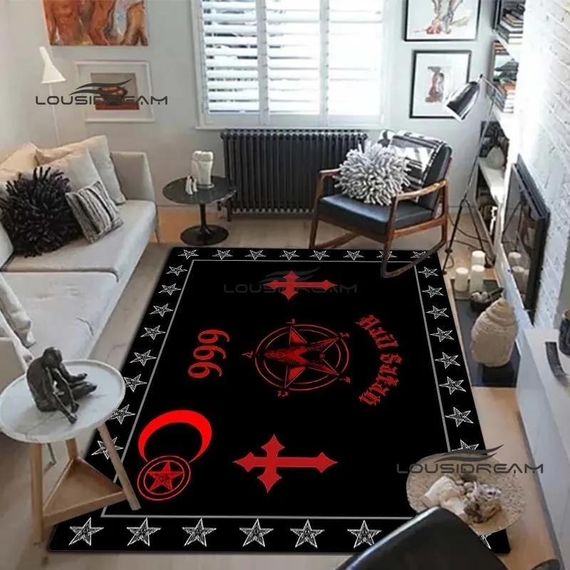 Devil Satan Lucifer Sacrifice Carpet and Rug Goat Baphont Rug Living Room Bedroom Area Carpet Study Porch Bedside Non-slip Mat