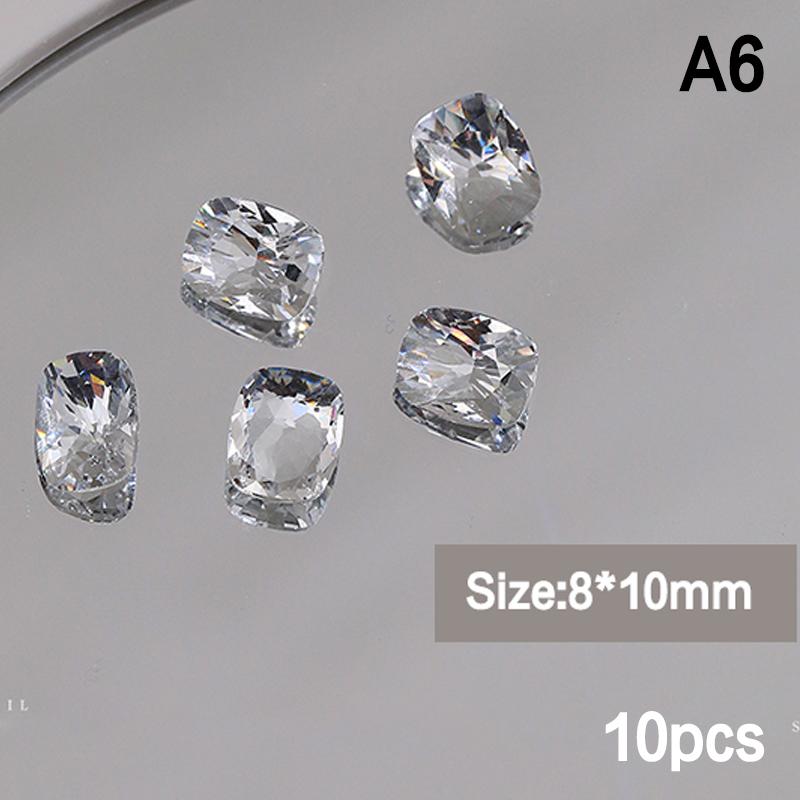 10 Stück Eis Durchsichtig Nagelkunst Kristall Glänzend Klar Spitzer Boden Glasstein 3D DIY Maniküre Dekoration Zubehör