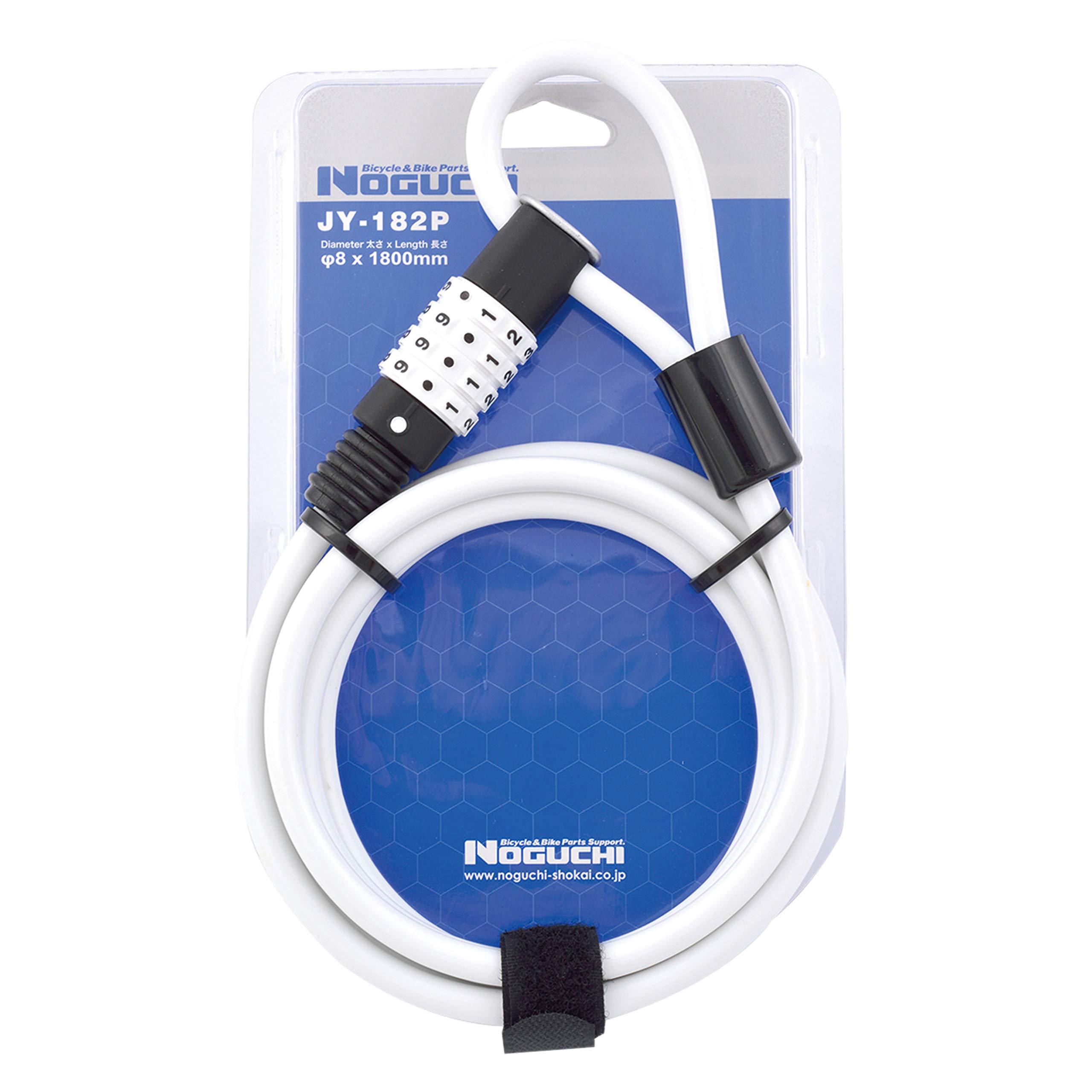 

Тросовый замок с переменным кодом Noguchi x 1800 мм [JY-182P] Белый, 8 белый