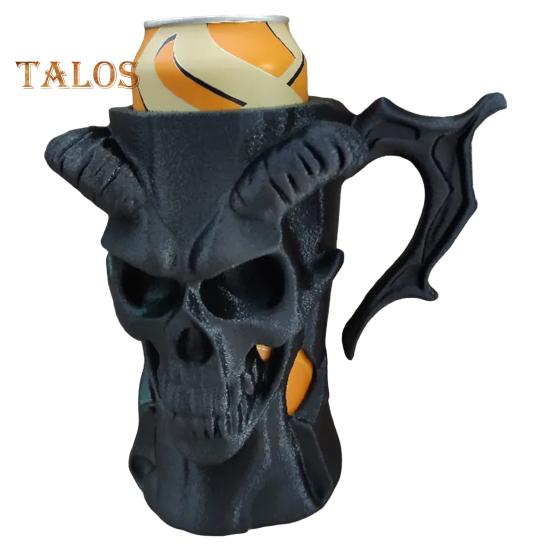 

Подстаканник в виде скелета с ручкой, держатель для банок, напечатанный на 3D-принтере, креативный держатель для газированных напитков, пива, энергетических напитков чёрный