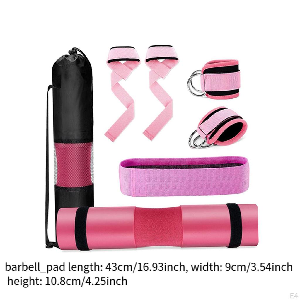Barbell Squat Pad Set Non Slip Bar Cushion for Lunges Workout Weight Lifting Black