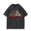Vintage Washed T Shirt Anime Baki The Grappler Tshirt Hanma Yujiro Gym Short Sleeve Tshirts Oversized Cotton Casual Tee Shirt
