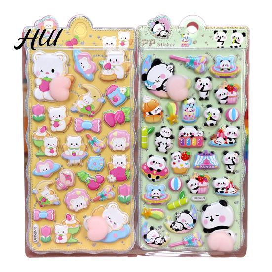 Mobile Phone Case Decal 3D Puffy Stickers Panda Rabbit Bear Animal Squishy for Aesthetic Sticker Assortment Kids Cute Bubble Butt Crafts Decor