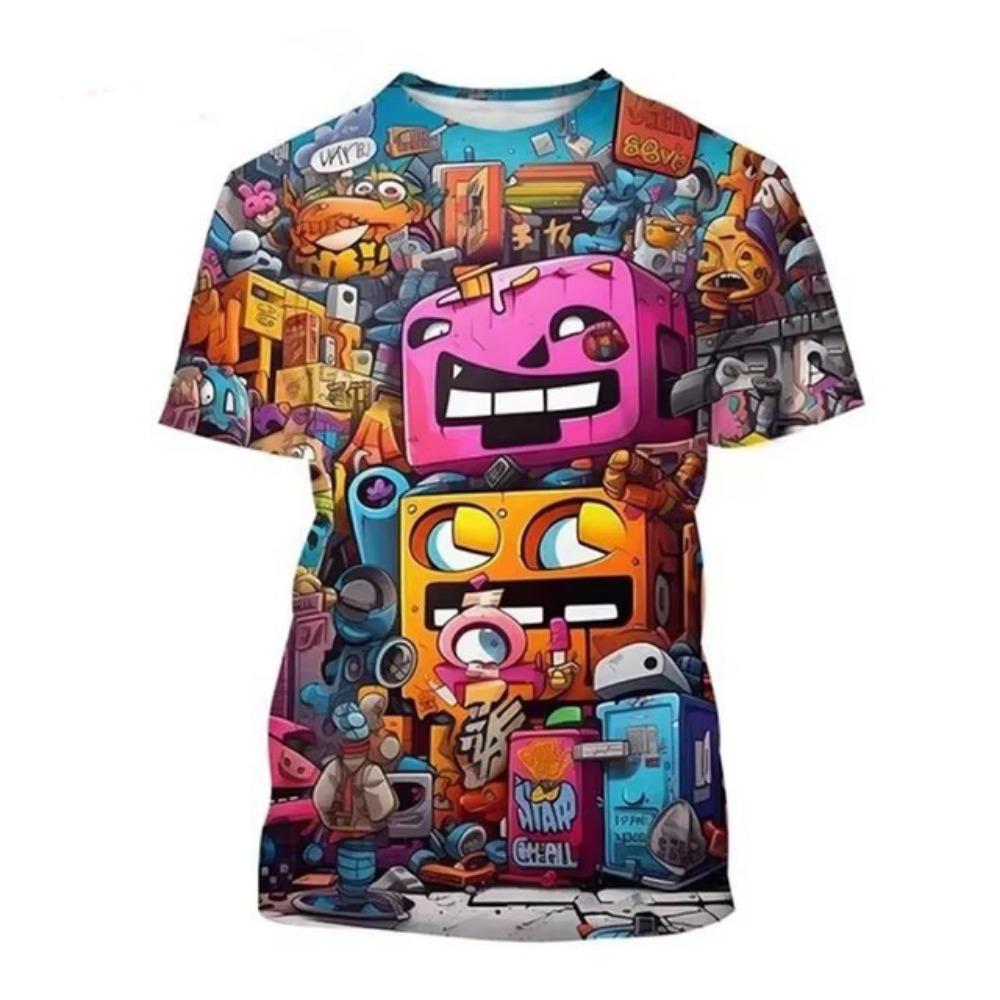 New Graffiti 3D Print T-Shirts Men's Crew Neck Short Sleeve T Shirt Oversized Hip Hop Streetwear Tees Harajuku Tops Man Clothing