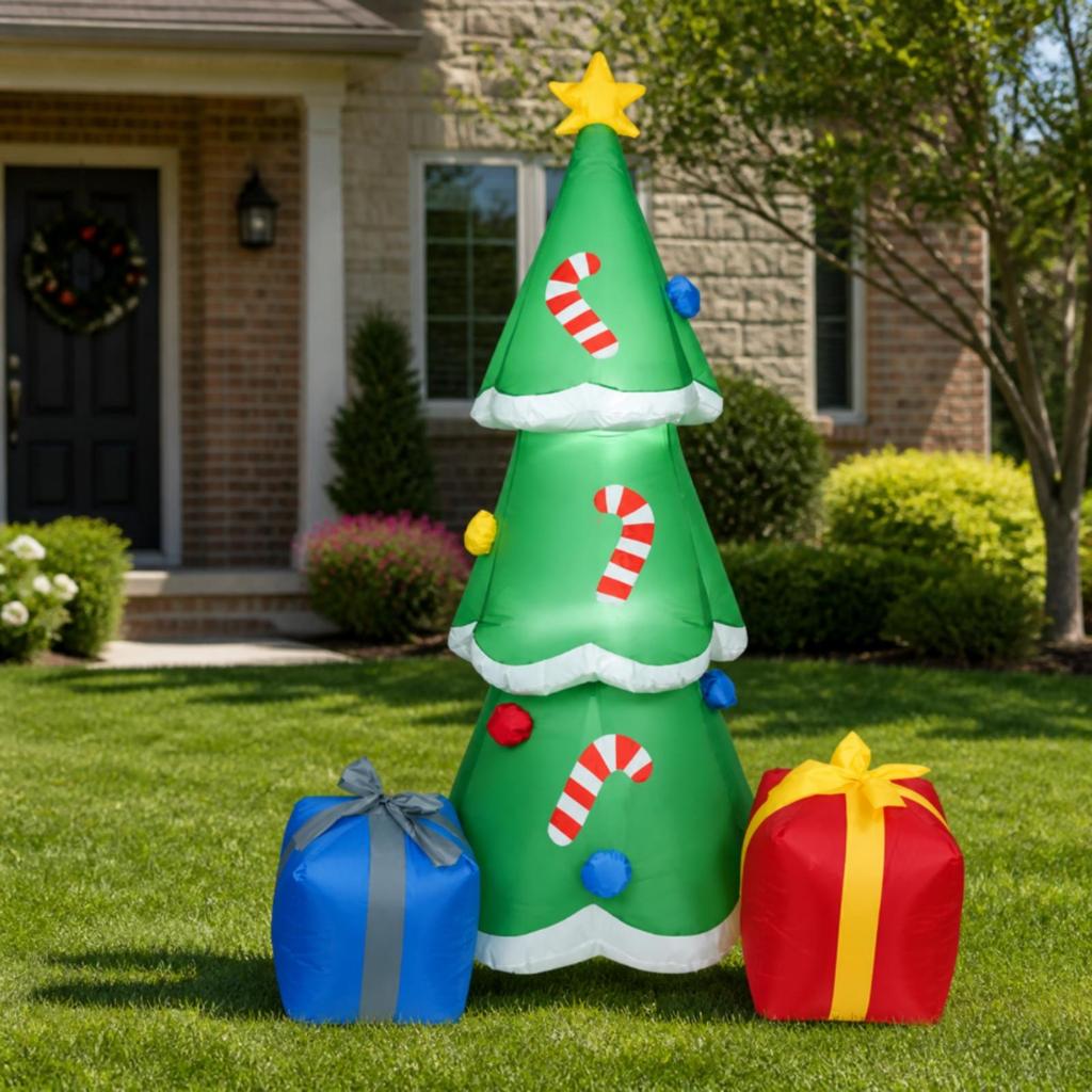 Fabric Inflatable Christmas Tree with Gift Box Decorations Festive 1.8 M