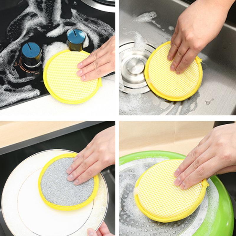 5Pcs Double Side Dishwashing Sponge Dish Washing Brush Pan Pot Dish Wash Sponges Household Cleaning Kitchen Tools