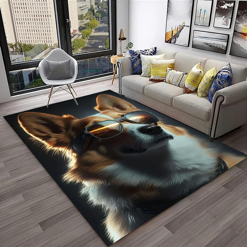 Cute Dog Samoye,Chihuahua,Koki Pomeranian Husky Cartoon Carpet Rug for Home Living Room Bedroom Sofa Doormat Decor,kid Non-slip