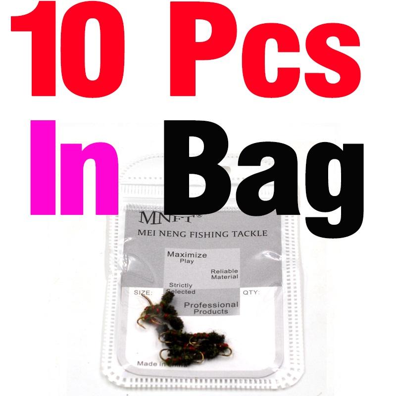 MNFT 10PCS 12# Peacock Nymph Midge Larvae Pupae Fly Trout Fishing Fly Fishing Fake Lure