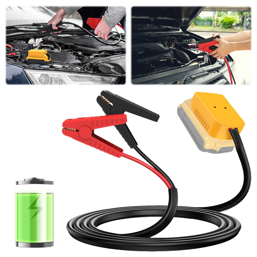 Battery Jump Starter 8-AWG 1.8m Jumper Cable Clamps Portable Automotive Booster Cable Compatible for Dewalt 18V/20V Battery