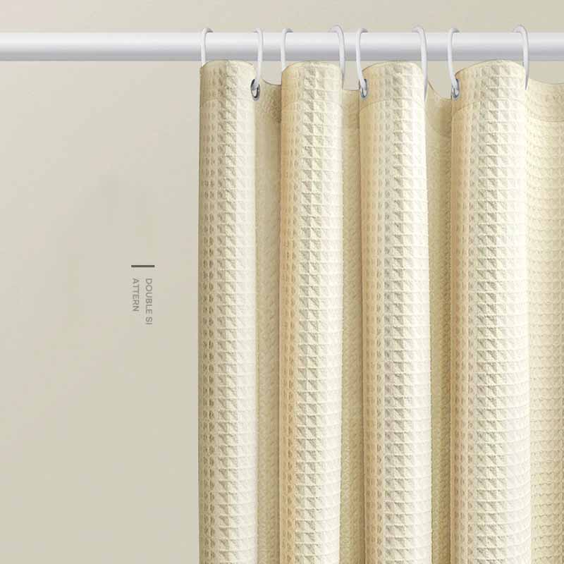Thickened Jacquard Waffle Shower Curtain Pure Color Waterproof Bathroom Partition Easy Install Privacy Screen