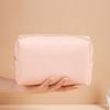 Portable Makeup Bag Faux Leather Cosmetic Bag Waterproof Solid Color Toiletry Organizer for Daily Use Travel Business Trip