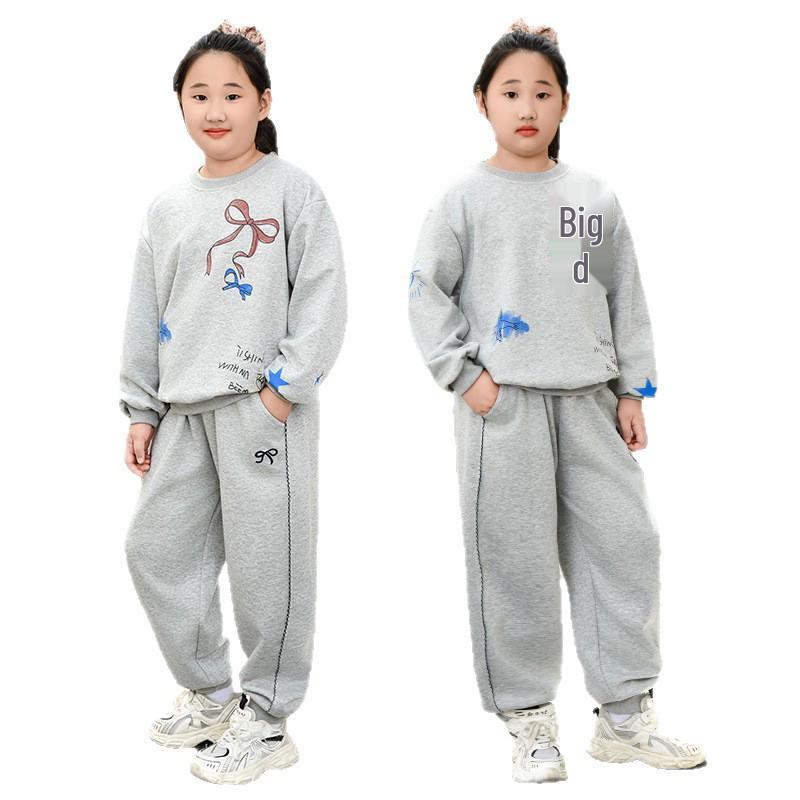 2025 Plus Size Girls' Autumn Hoodie & Long Sleeve Sports Set