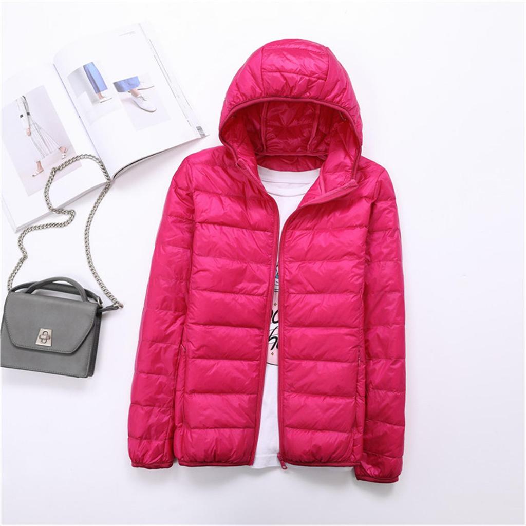 Women's Lightweight Hooded Down Jacket - Winter Collection, Plus Size Available