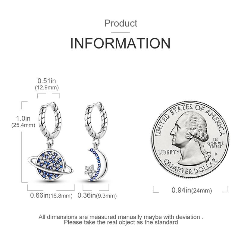 Stars Moon Sun Stud Earrings 925 Silver Hoop Earring Zircon For Women Making Jewelry Gift For Girl Women