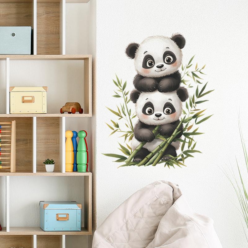 Cartoon Aquarell Bambus Panda Schlafzimmer Wohnzimmer Eingang Dekoration Selbstklebend Raumdekor