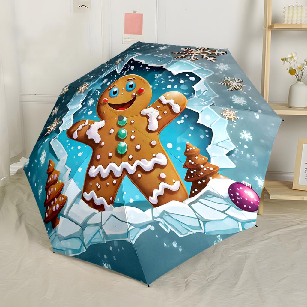 Merry Christmas Wreath Automatic Umbrella with 8-Rib Lightweight All-Season Travel Fashion Lovers Luxury Gift for Birthday Christmas Wedding