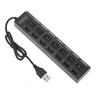 7 Ports LED USB 2.0 Adapter Hub Power On/off Switch for PC Laptop BK